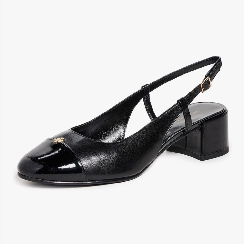 Tory Burch Patent Cap Toe Slingback Pumps Heels Sz 8